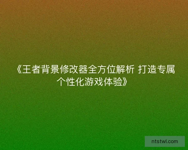 《王者背景修改器全方位解析 打造专属个性化游戏体验》